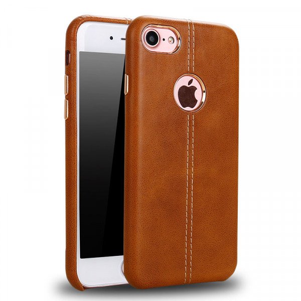 Wholesale iPhone 8 Plus / iPhone 7 Plus / iPhone 6S 6 Plus Armor Leather Hybrid Case (Brown)